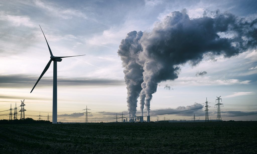 Wind energy versus coal fired power plant